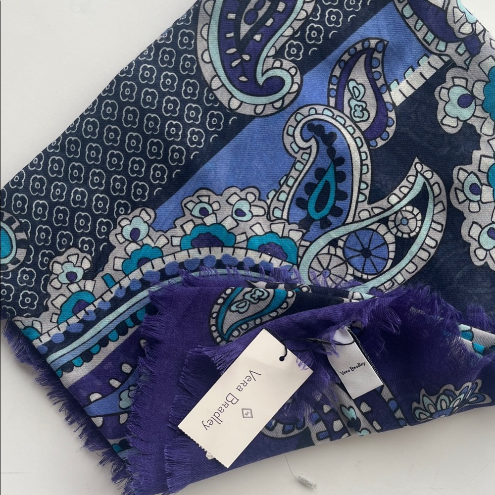 Vera Bradley Navy and Teal Paisley Scarf
